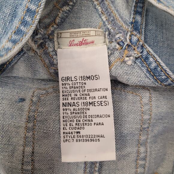 Levi’s Signature Baby Overalls 18M Butterfly Embroidered Denim Shorts Girl Cute - Picture 8 of 8